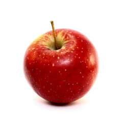 Juicy red apple on white background