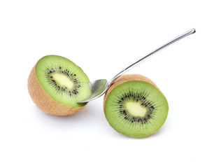 fresh kiwi fruit with teaspoon