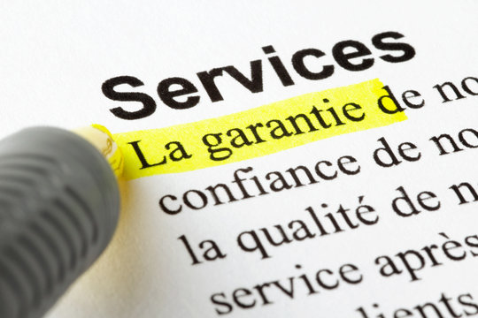 services garanties, texte surligné