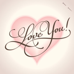 'love you' hand lettering (vector)