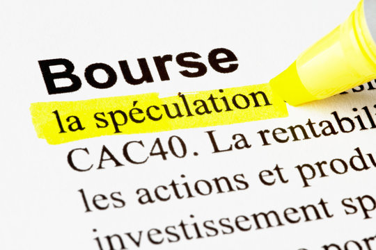 Bourse spéculation CAC40 , texte surligné