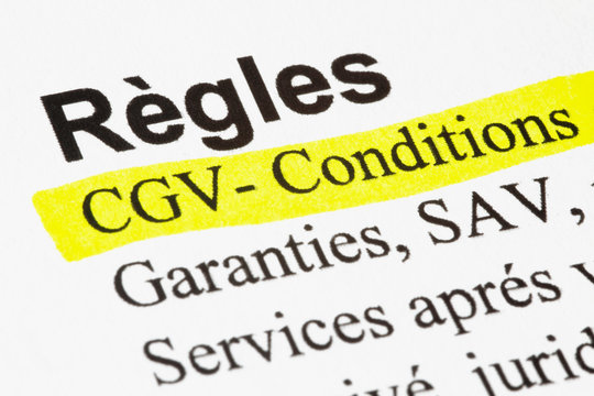 R&egrave;gles, CGV, texte surlign&eacute;