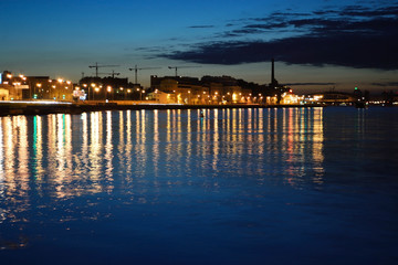 View of Neva river at night