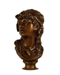 Classic bronze bust of women isolated on white