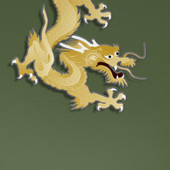 golden dragon on green background  paper craft