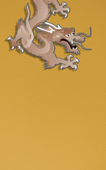golden dragon on yellow background  paper craft