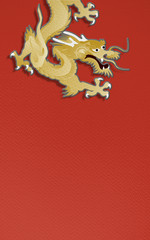 golden dragon on red background  paper craft graphic