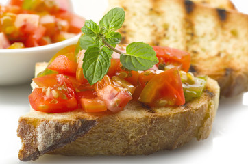 fresh bruschetta with tomato ,olive oil ,garlic and oregano