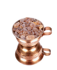 pure cane brown sugar in a glass, mirror