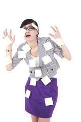 Attractive woman with post-it