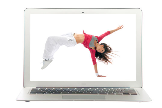 Modern Popular Laptop With Woman Dancing Dancer