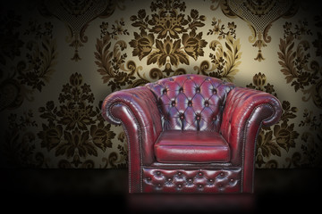 Poltrona vintage in pelle bordeaux