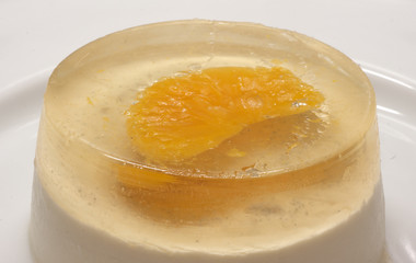 photo of italian panna cotta dessert with mandarin orange jelly