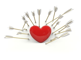 Heart with arrows isolated on white