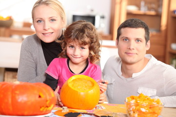 happy family ready for Halloween