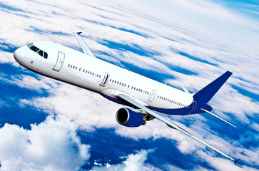 Airplane in the sky - Passenger Airliner / aircraft. Airplane on