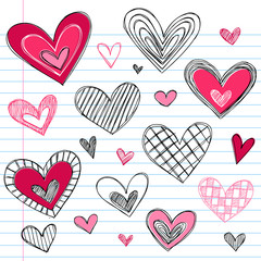 Hearts Sketchy Doodles Vector Illustration