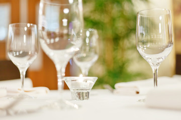 Tables set for meal