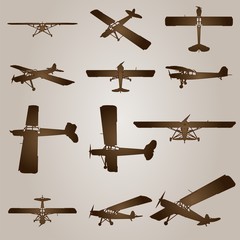 Vector vintage set of drawings with planes © high_resolution