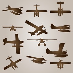 Vector vintage set of drawings with planes © high_resolution