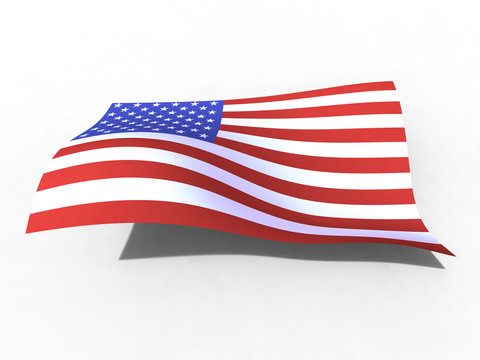 3d illustration of the United States flag that waves with wind