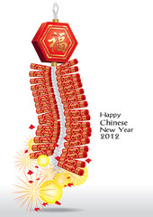 Red firecrackers isolated white background.