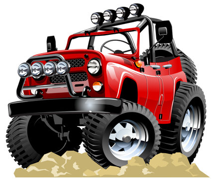 Vector cartoon jeep one-click repaint