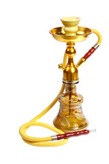 Yellow Hookah on the white background. (isolated)