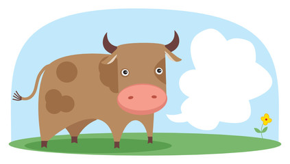 Vector cow in the field.
