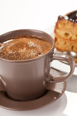chocolate cake with coffee