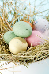 Naklejka na ściany i meble Easter chocolate eggs in the nest