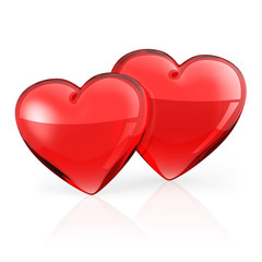 Two Red heart on white background.