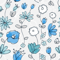 Fototapeta na wymiar Blue little flower seamless pattern