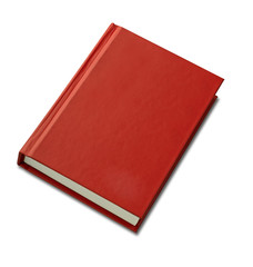 Blank red hardback book cover ready for text or graphic isolated
