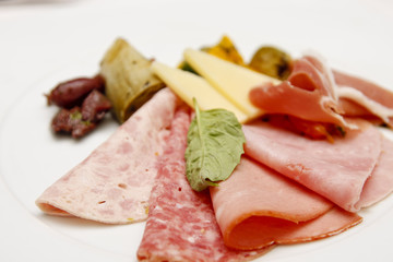 Appetizer of Sliced Meat and Cheese