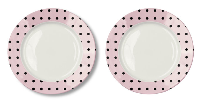 Round plate with pink border and clipping path included