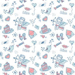 Doodle Valentine's day seamless texture