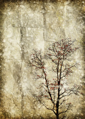 tree on old grunge paper ,retro background