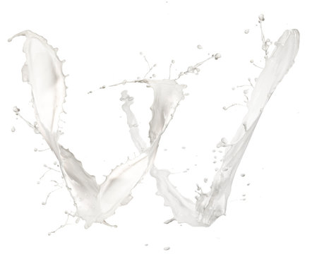 Letter W made of milk splash,isolated on white background