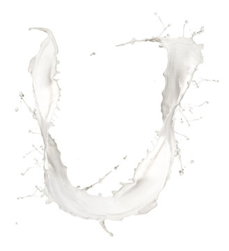 Letter U made of milk splash,isolated on white background