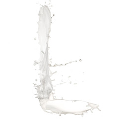 Letter L made of milk splash,isolated on white background