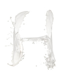 Letter H made of milk splash,isolated on white background