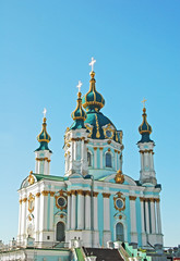 Fototapeta na wymiar St. Andrew's church in city Kiev, Ukraine