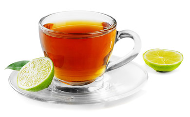 tea in cup isolated on white background