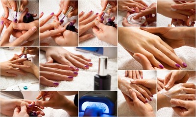 Smalto sulle unghie delle mani crema e Manicure