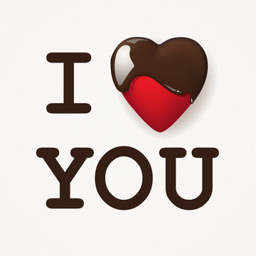 I love you, written with chocolite. Vector illustration.