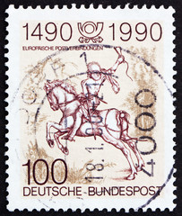 Postage stamp Germany 1990 The Young Post Rider, an Engraving by