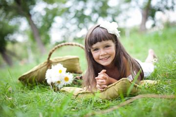 Beautiful girl outside in a park