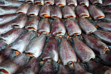 Fish  gourami dried in the sun, Thailand..