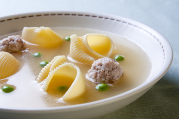 Catalan cuisine. Soup with meat of the pot